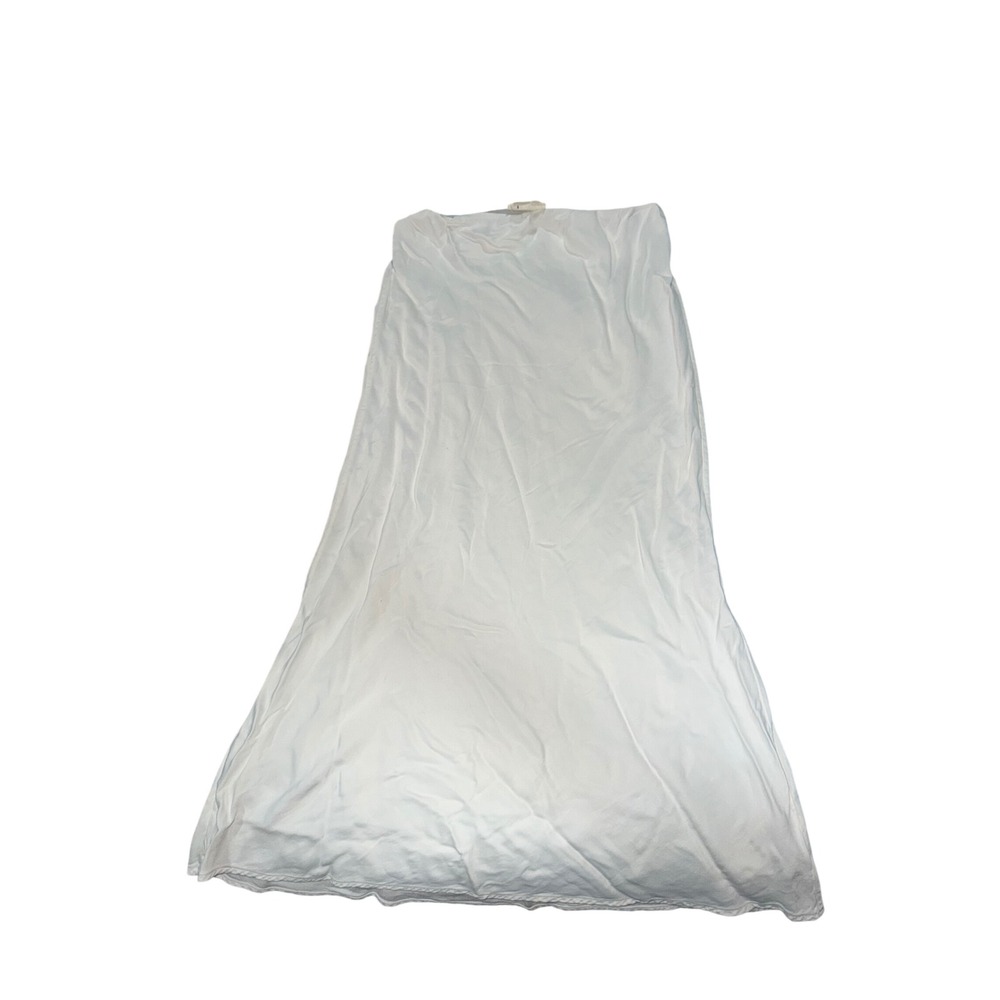 Anthropologie White Elastic Waist Flowy Maxi Skirt Large Boho Minimalist‎